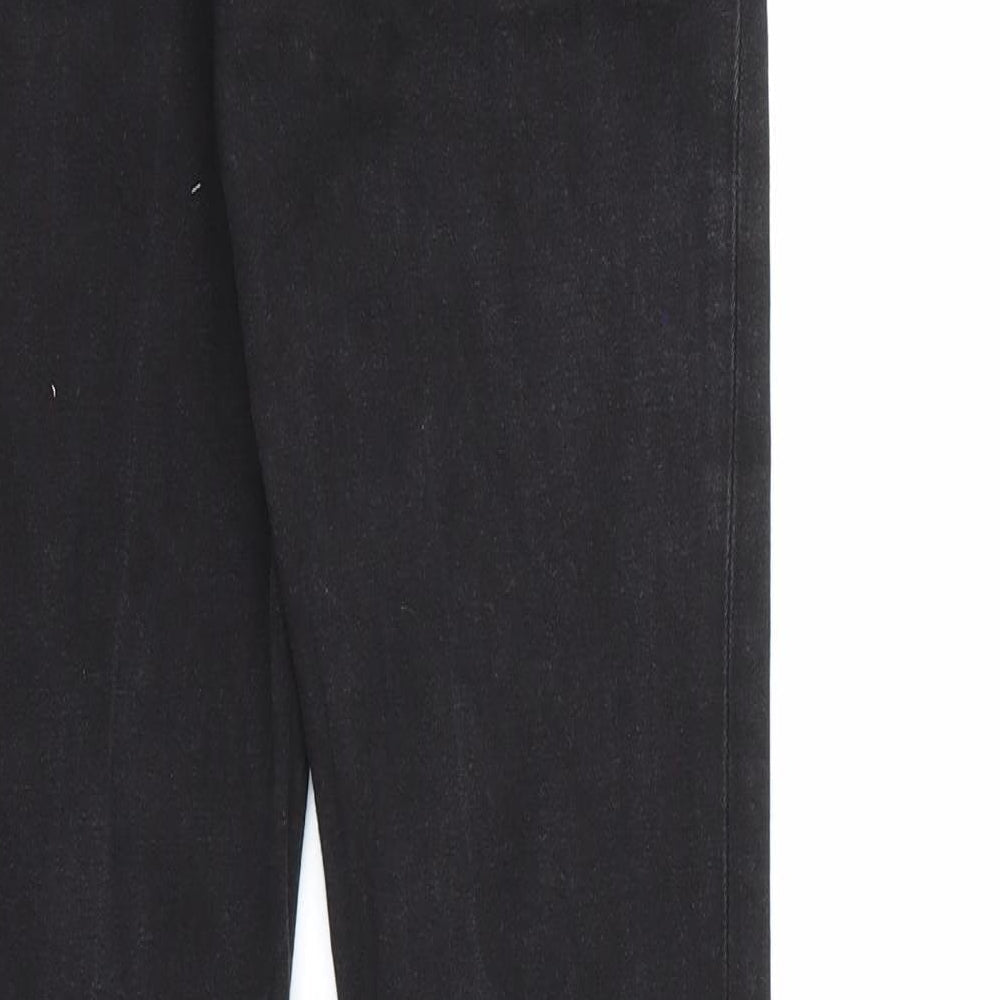 Brand and care label for ASOS women’s black denim jegging jeans, size UK 8, 28-inch leg