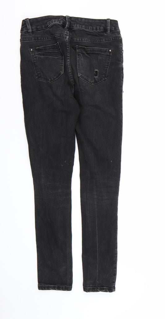 New Look Girls Black Denim Skinny Jeans Size 12 Years - Distressed