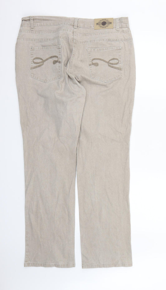 Preworn Womens Ivory Denim Straight Jeans Size 18 L31 in
