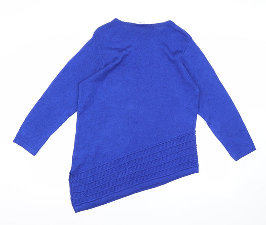 Mitzy Womens Blue Knit Pullover Jumper Size M - Assymetric