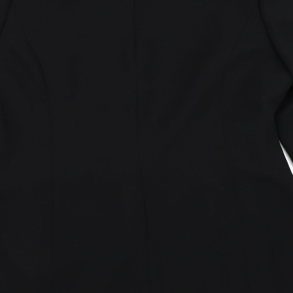 Brand and care label for Preworn women’s black jacket blazer, size UK 14