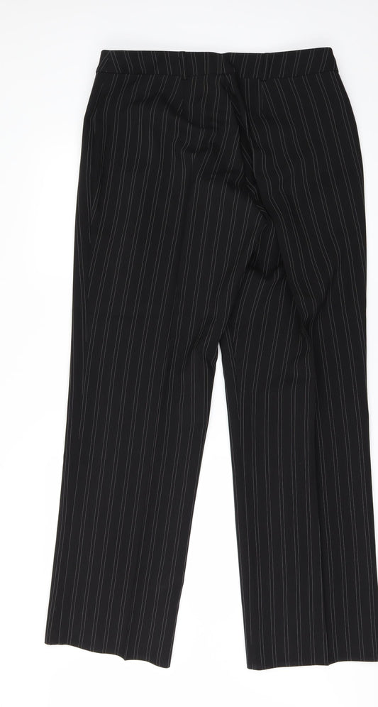 Preworn Womens Black Striped Trousers Size 36 in L30 in