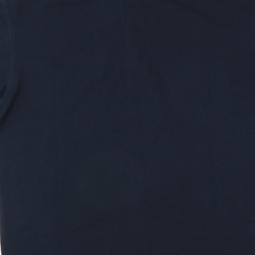 Brand and care label for Preworn men’s blue polo, size M