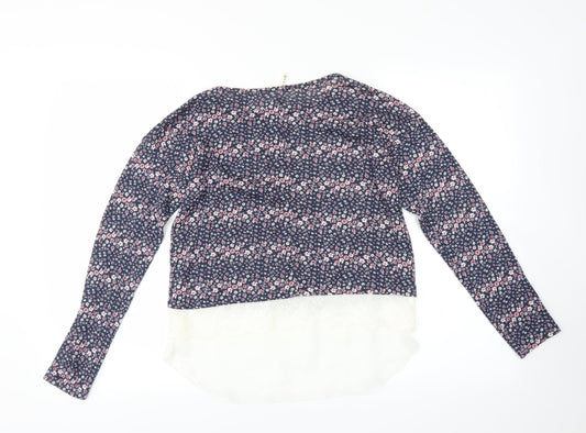 YD Girls Blue Floral Pullover Jumper Size 12-13 Years