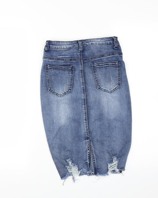 Girl VIVI Womens Blue Straight & Pencil Skirt Size 8 - DISTRESSED