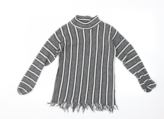 Topshop Womens Black Striped Pullover Jumper Size 8