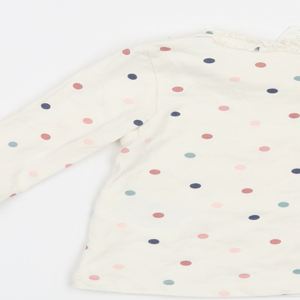 H&M Girls White Polka Dot Basic T-Shirt Size 6-9 Months