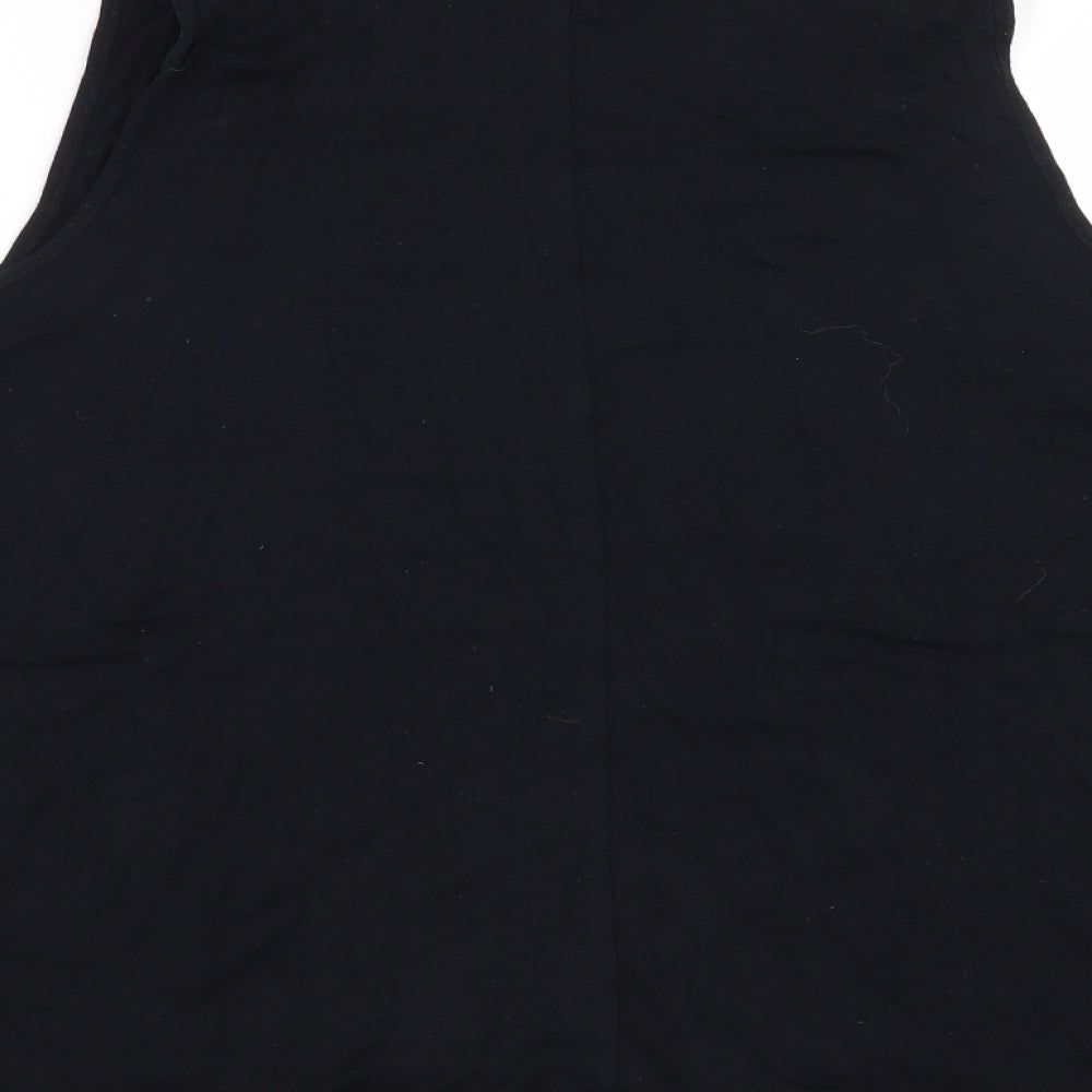 George Womens Black Floral Basic T-Shirt Size 12