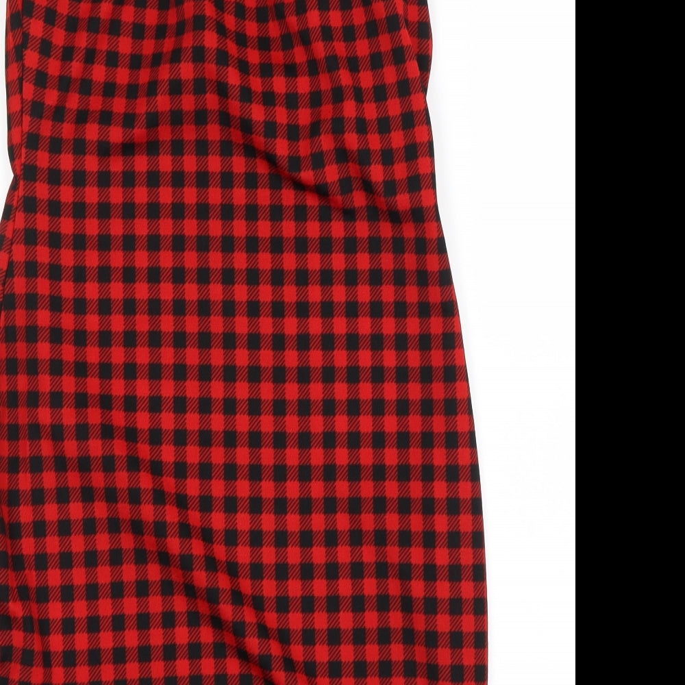 SheIn Womens Red Check A-Line Size M