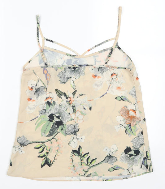 Miss Selfridge Womens Beige Floral Basic Tank Size 8