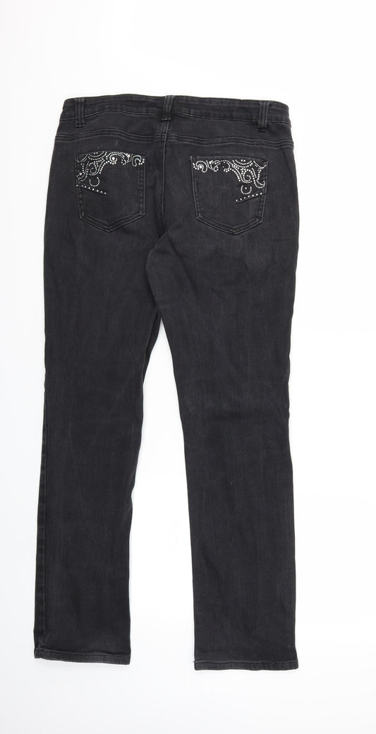 Preworn Womens Black Denim Skinny Jeans Size 14 L31 in