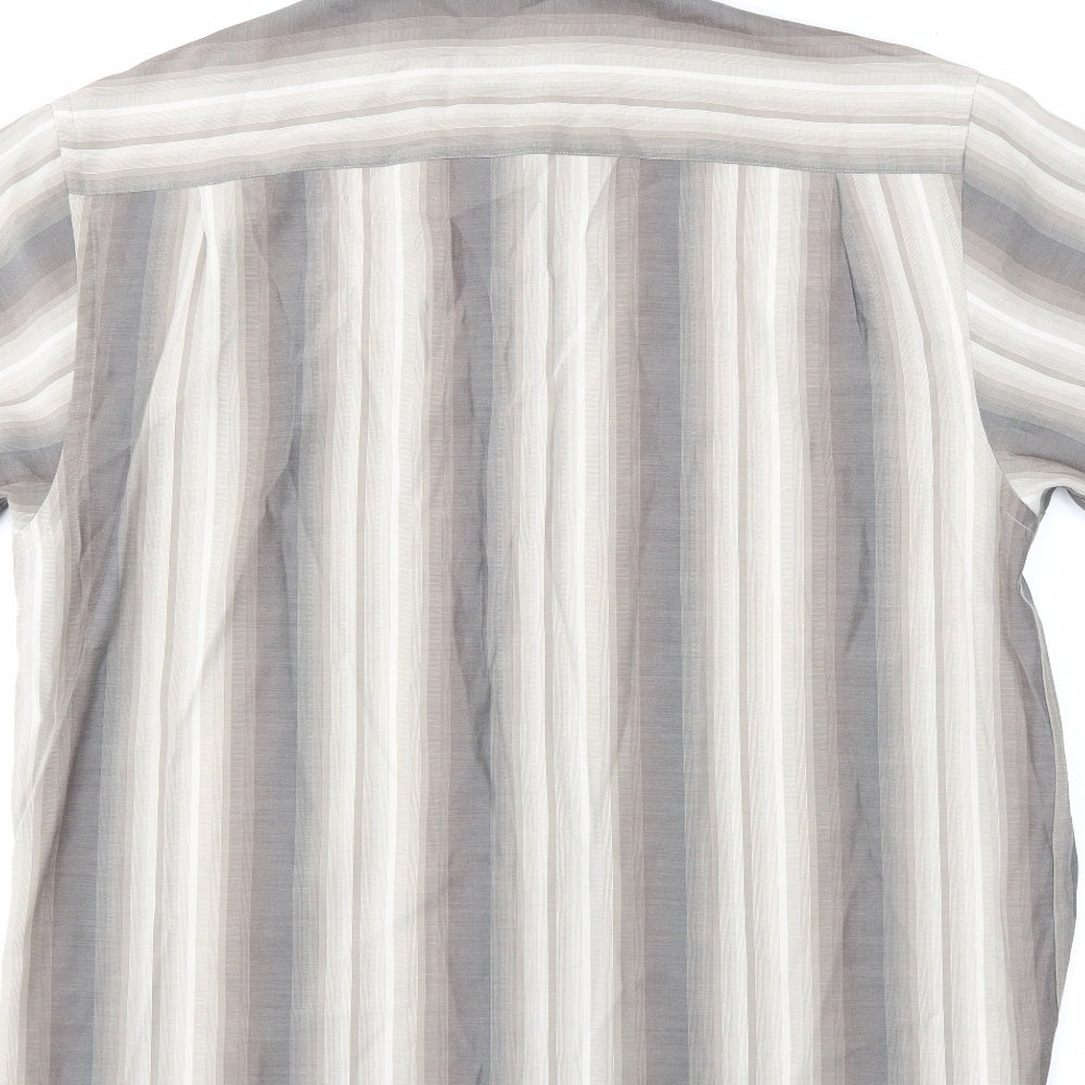 Brand and care label for Wolsey men’s multicoloured striped button-up, size L