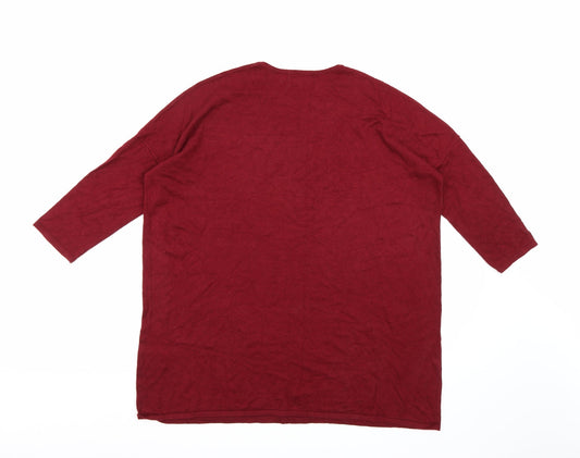 Soon Womens Red Knit Pullover Jumper Size 12