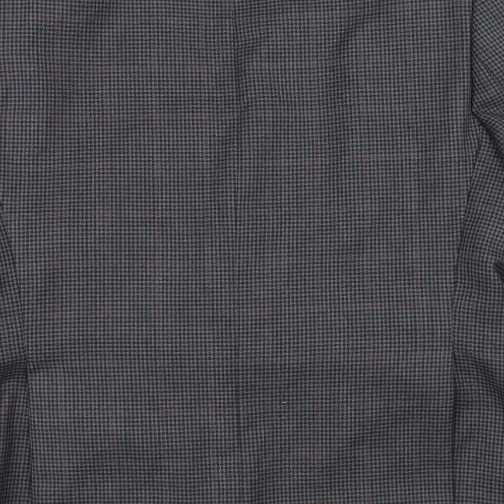 Brand and care label for Preworn men’s grey jacket suit jacket, size 44