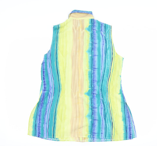Your Sixth Sense Womens Blue Striped Basic Button-Up Size 16