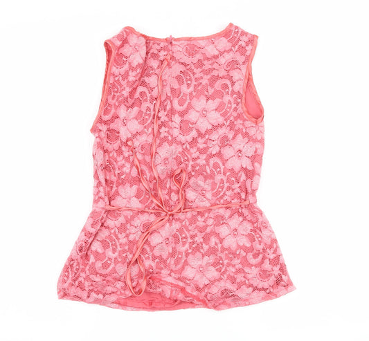 Awear Womens Pink Floral Basic Tank Size 8