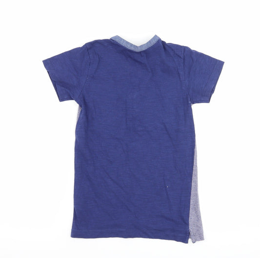 Matalan Boys Blue Striped Basic T-Shirt Size 8 Years