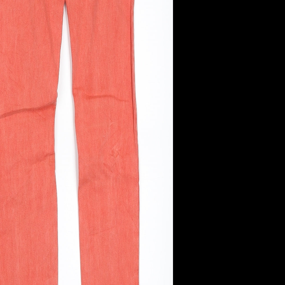 Brand and care label for Pull&Bear women’s pink skinny jeans, size UK 24, in, 32-inch leg
