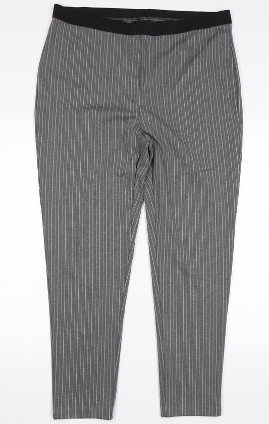 Preworn Womens Grey Striped Leggings Size 36 in L27 in