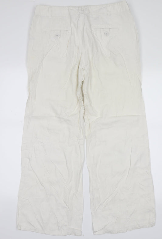 Principles Womens White Trousers Size 14 L28 in