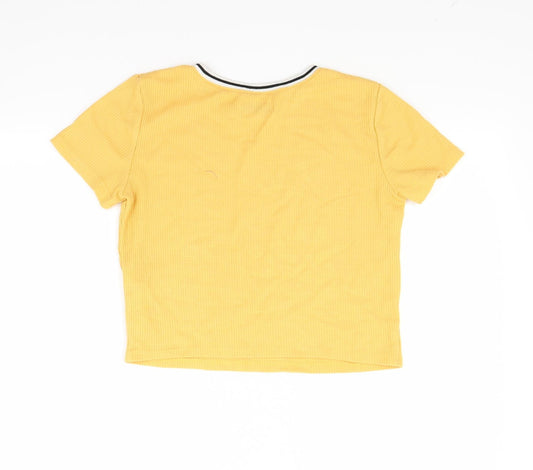 Hollister Womens Yellow Cropped Polo Size XS