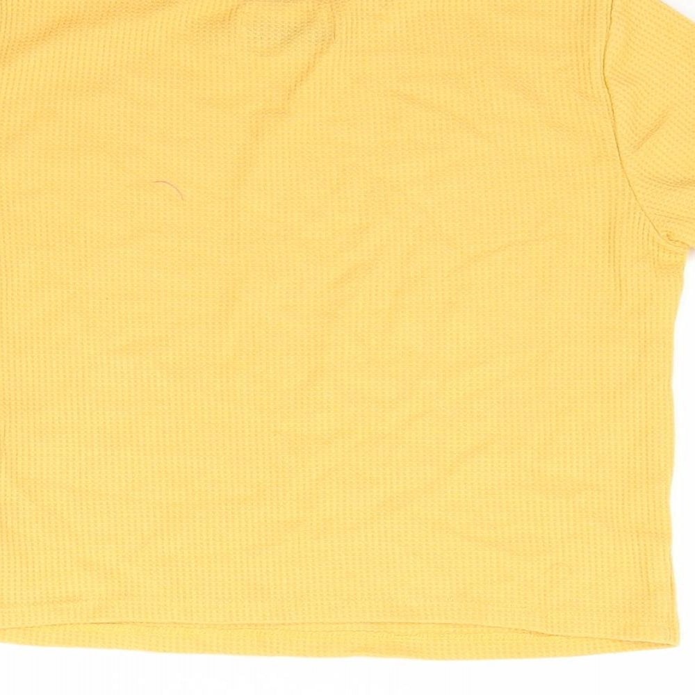 Hollister Womens Yellow Cropped Polo Size XS