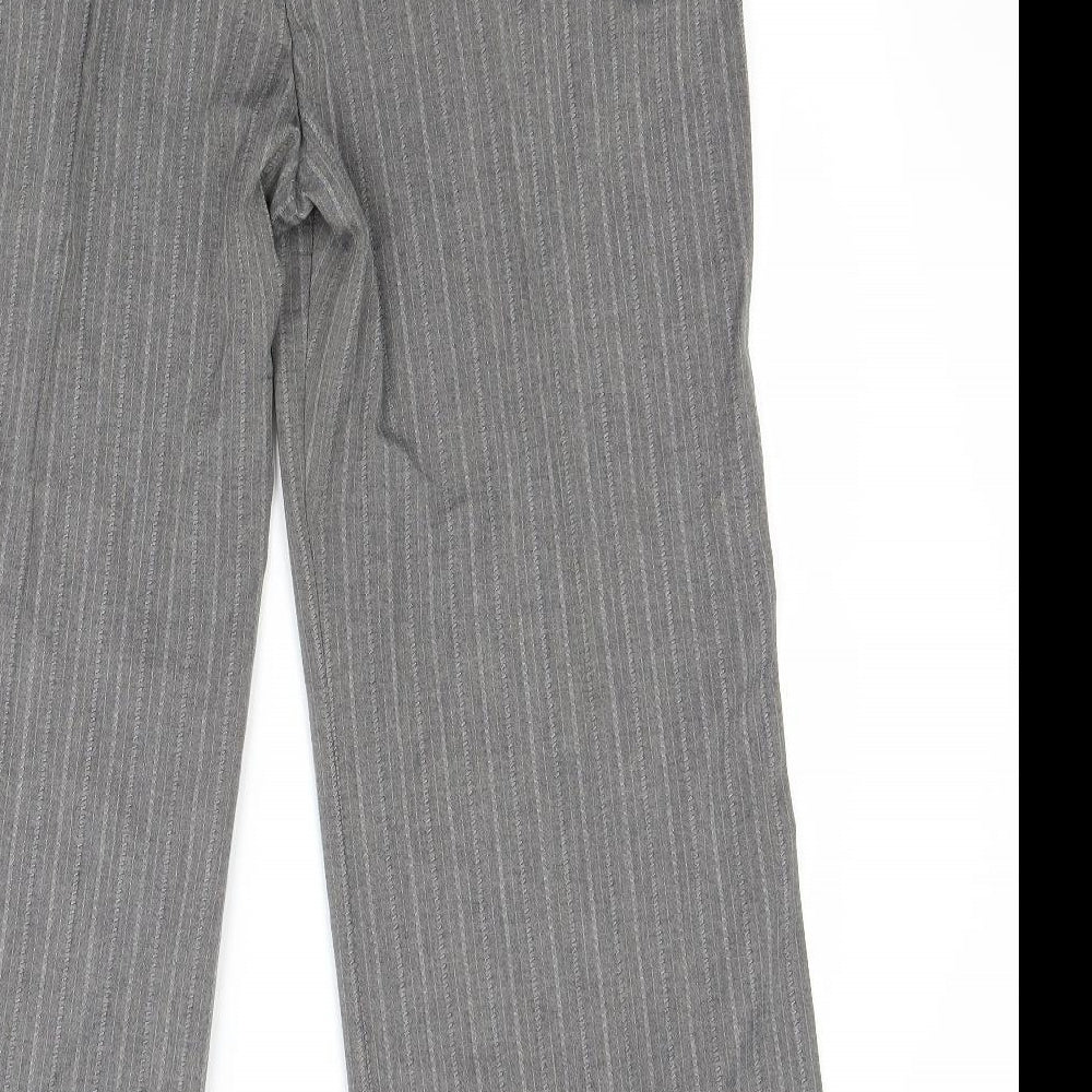 Marks and Spencer Womens Grey Striped Trousers Size M L26 in