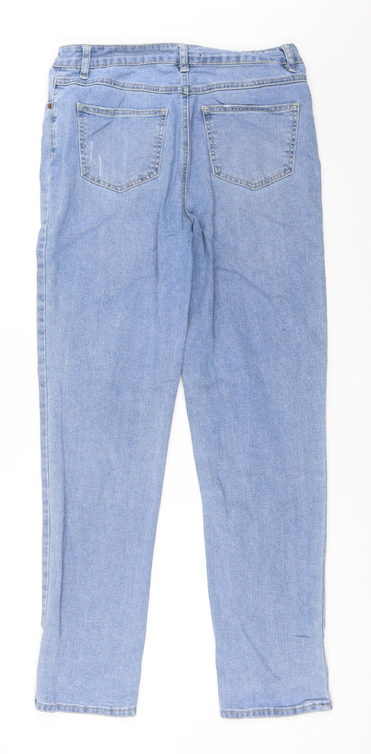 Back view of George women’s blue denim straight jeans, size UK 10, 30-inch leg
