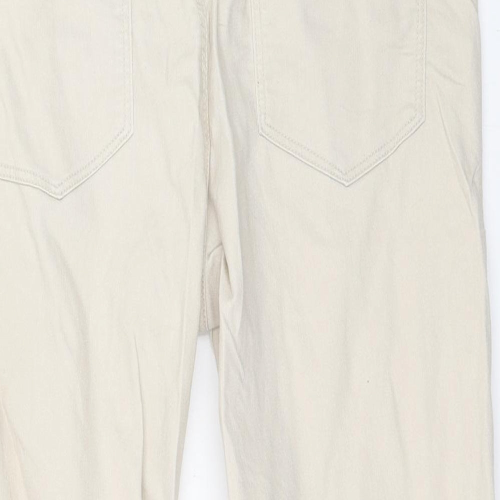 Brand and care label for KappAhl women’s beige cropped jeans, size UK 42, 23-inch leg
