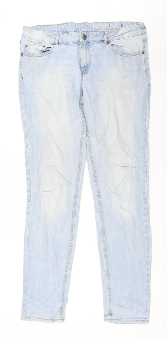 Additional front view of Mango women’s blue denim straight jeans, size UK 44, 33-inch leg