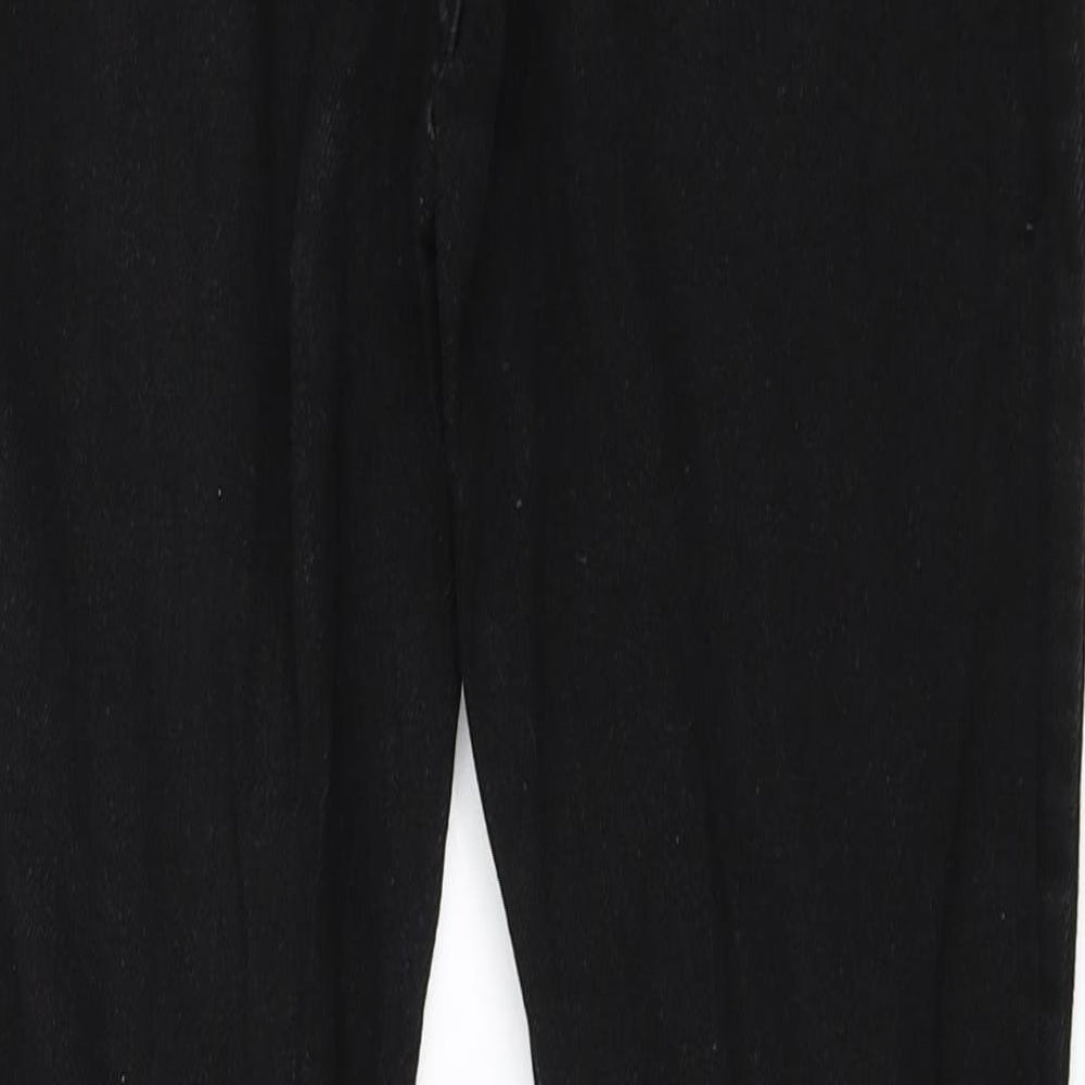 Brand and care label for New Look women’s black denim skinny jeans, size UK 10, 26-inch leg