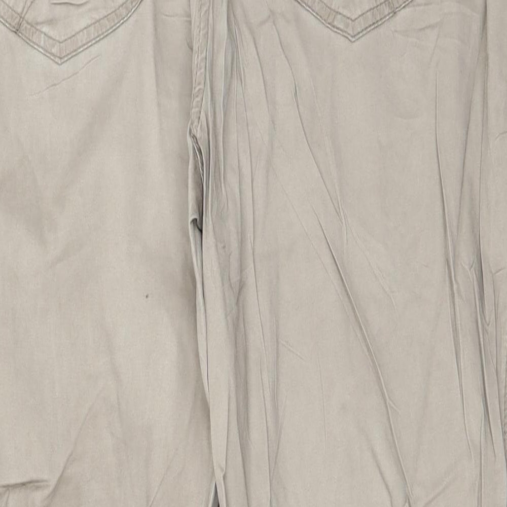 Brand and care label for Gina women’s beige trousers, size UK 14, 23-inch leg