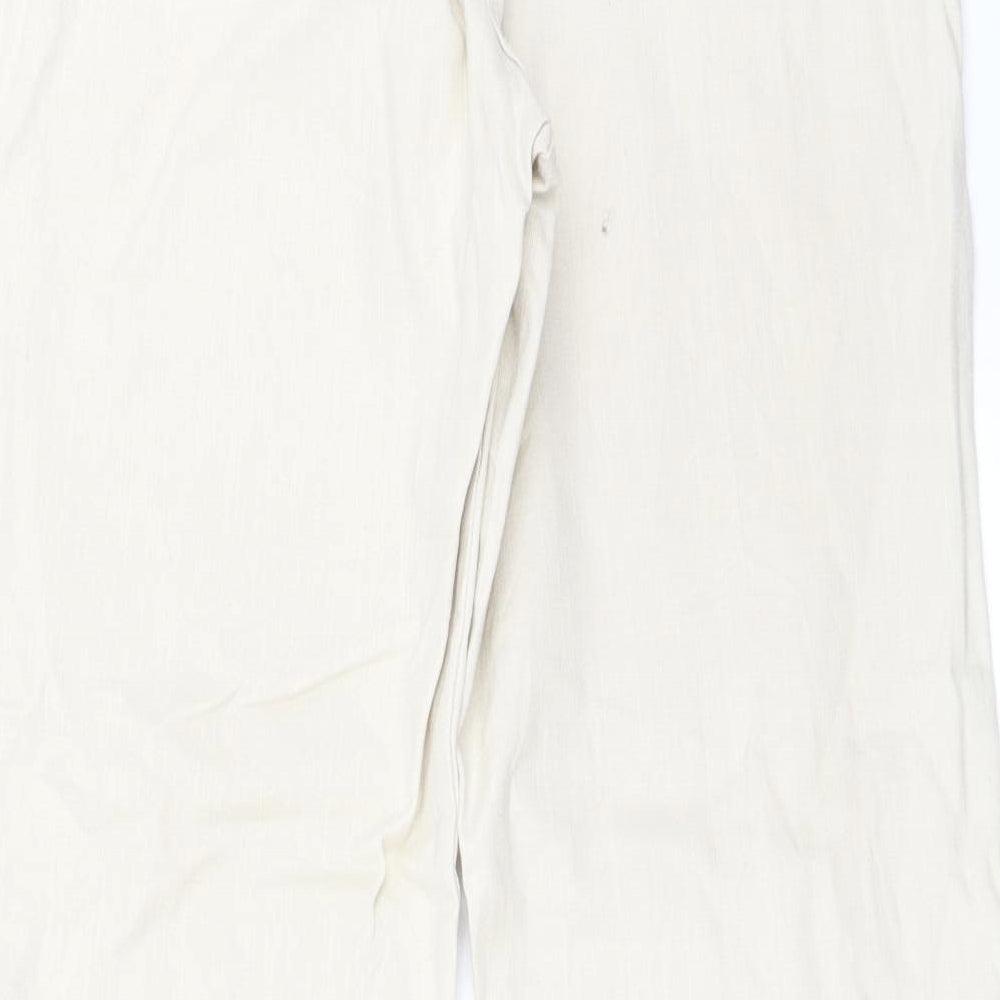 Brand and care label for women’s ivory straight jeans, size UK 30, in, 29-inch leg