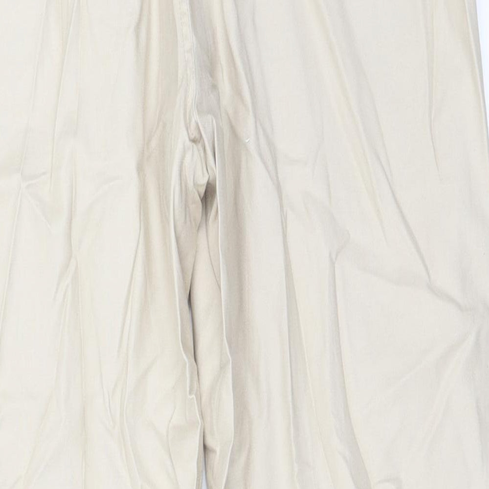 Brand and care label for Charter Club women’s beige trousers, size UK 14, 27-inch leg