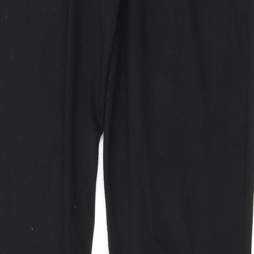 Brand and care label for ICHI women’s black trousers, size UK 8, 27-inch leg