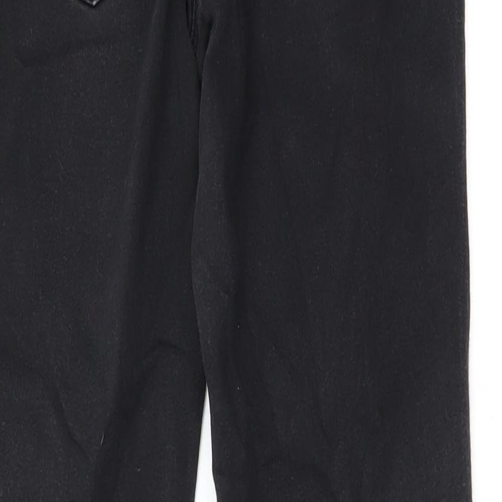 Brand and care label for Papaya women’s black straight jeans, size UK 8, 23-inch leg