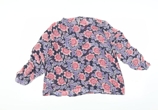 NEXT Womens Purple Floral Basic Blouse Size 12