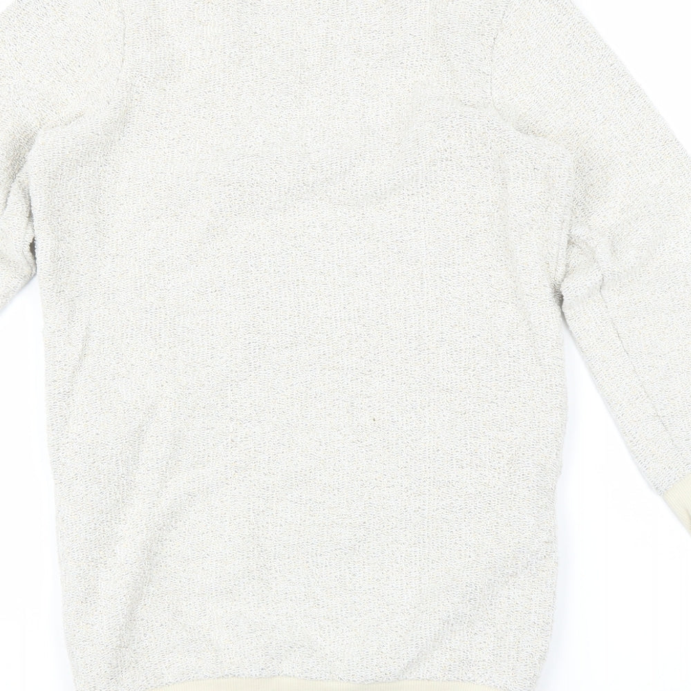 Brand and care label for Next girls’ ivory pullover sweatshirt, size 10, years