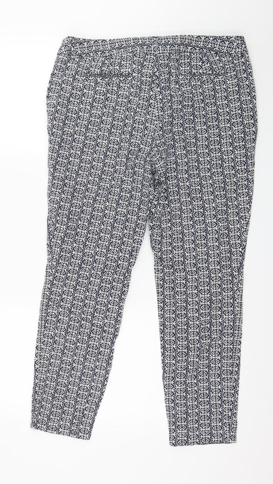 Katherine Barclay Womens Blue Geometric Trousers Size 14 L25 in