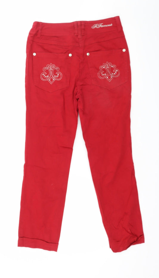 Preworn Womens Red Denim Trousers Size 28 in L24 in