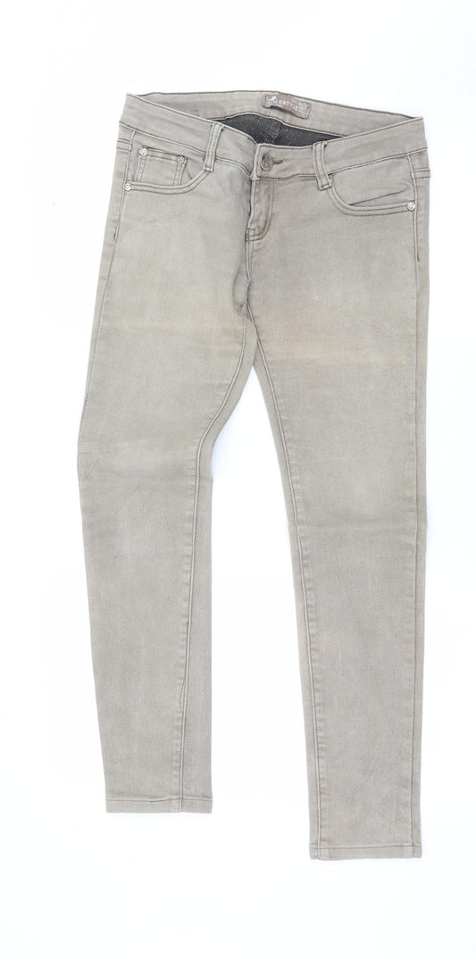 Additional front view of LD Style women’s brown denim skinny jeans, size UK 10, 28-inch leg