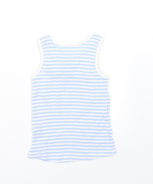 Matalan Girls Blue Striped Jersey Basic Tank Size 3-4 Years