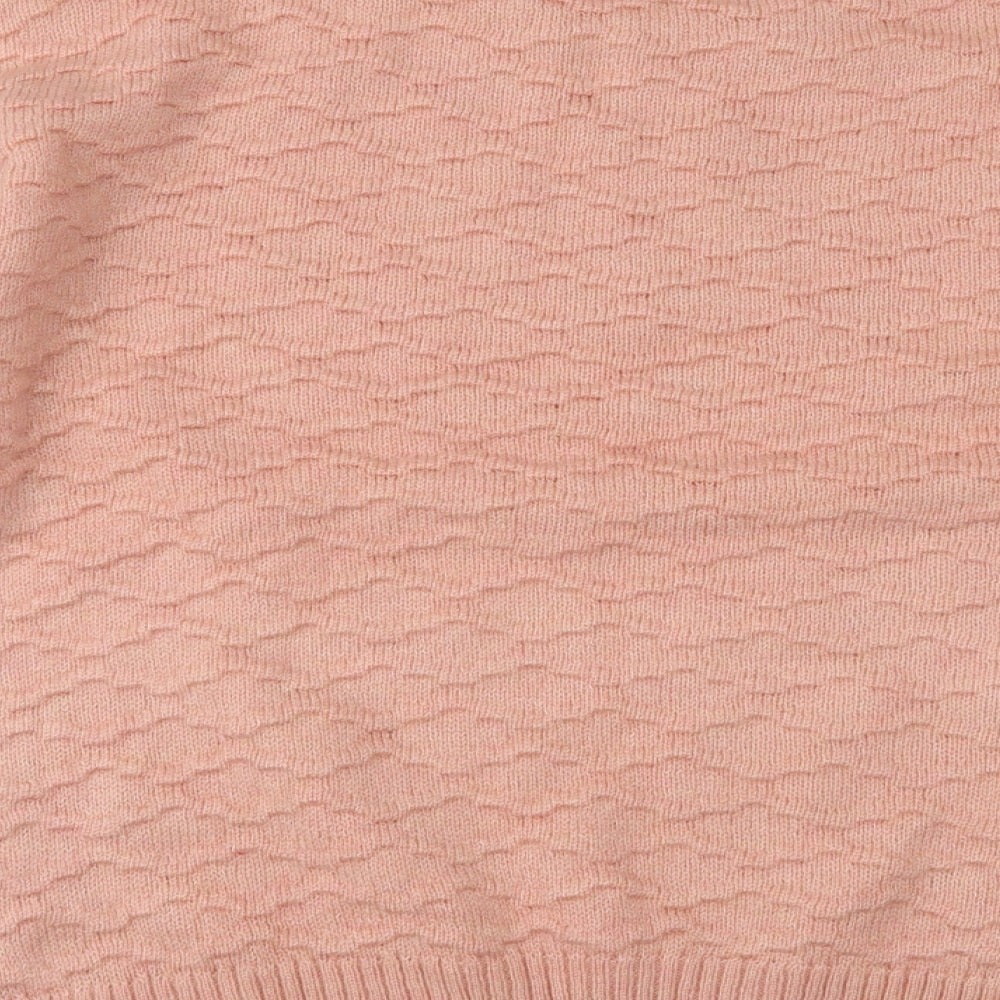 Brand and care label for Next women’s pink knit jumper, size M