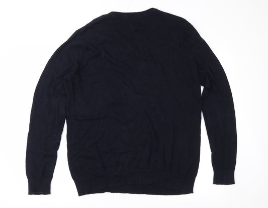 George Mens Blue Knit Pullover Jumper Size L