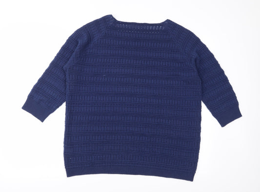 Mia Moda Womens Blue Knit Pullover Jumper Size XL