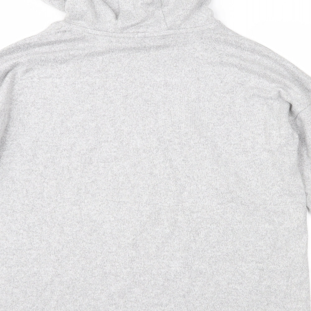 Brand and care label for Marks & Spencer girls’ grey knit pullover hoodie, size 12-13, years