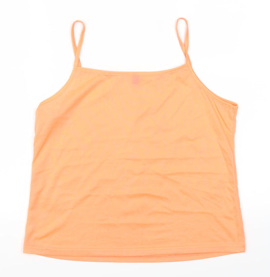 Preworn Womens Orange Basic T-Shirt Size 14