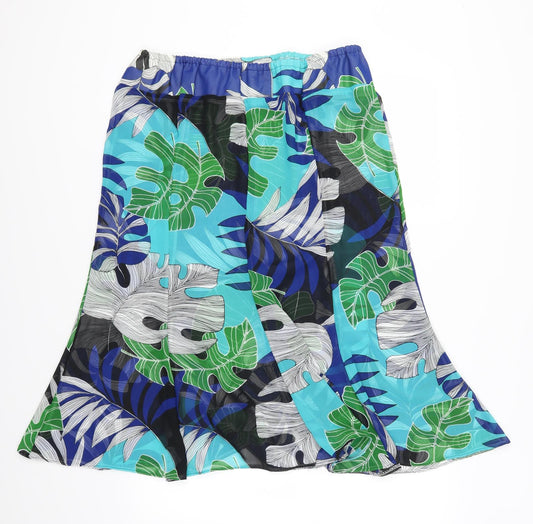 Preworn Womens Blue Floral Trumpet Skirt Size 32 in - Leaves