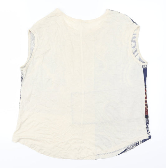 Stradivarius Womens Beige Geometric Basic T-Shirt Size S