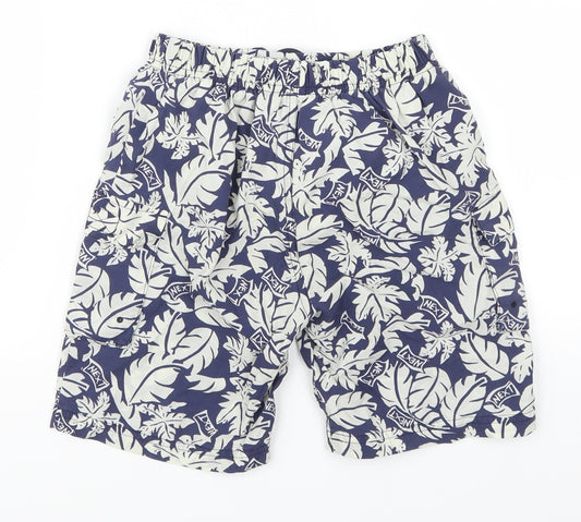 NEXT Girls Blue Floral Paperbag Shorts Size 5-6 Years - Palm Leaves
